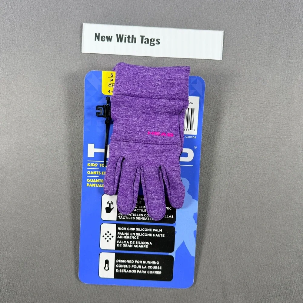 HEAD Sensatec Kids‎ Small Purple Touchscreen High Grip Running Gloves Outdoor